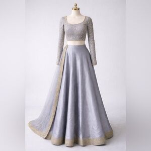 Grey and Gold Indian Lengha